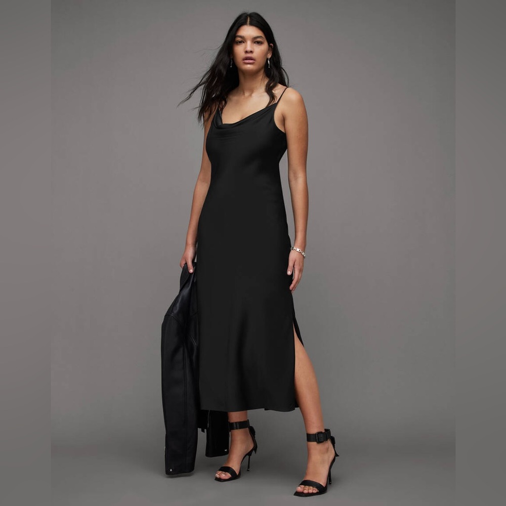 NWT All Saints Hadley Slip Midi Dress - Picture 2 of 5